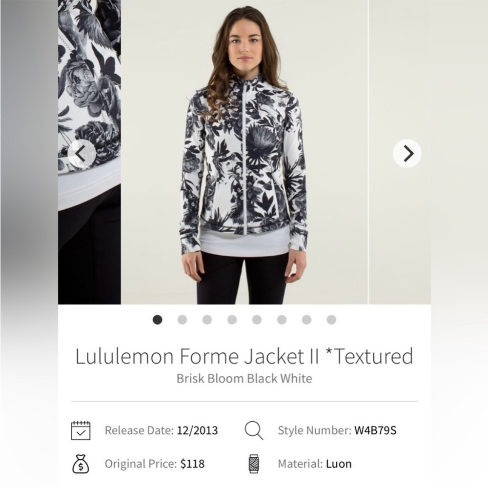 Lululemon Athletica Black and White Floral Jacket - Picture 4 of 12